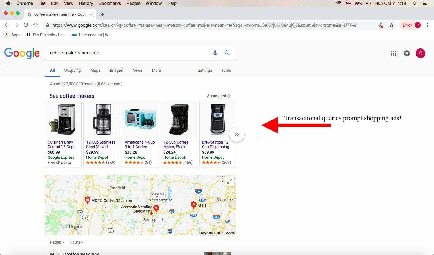 Checking Suggested Searches and Filters on Google