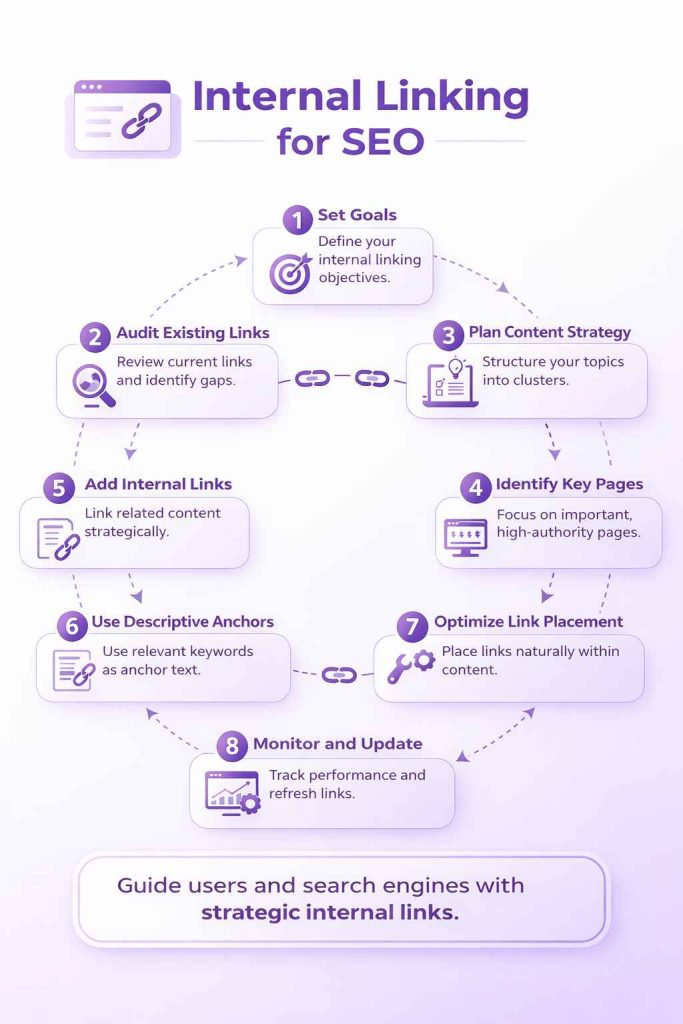 Infographic illustration of internal linking for SEO