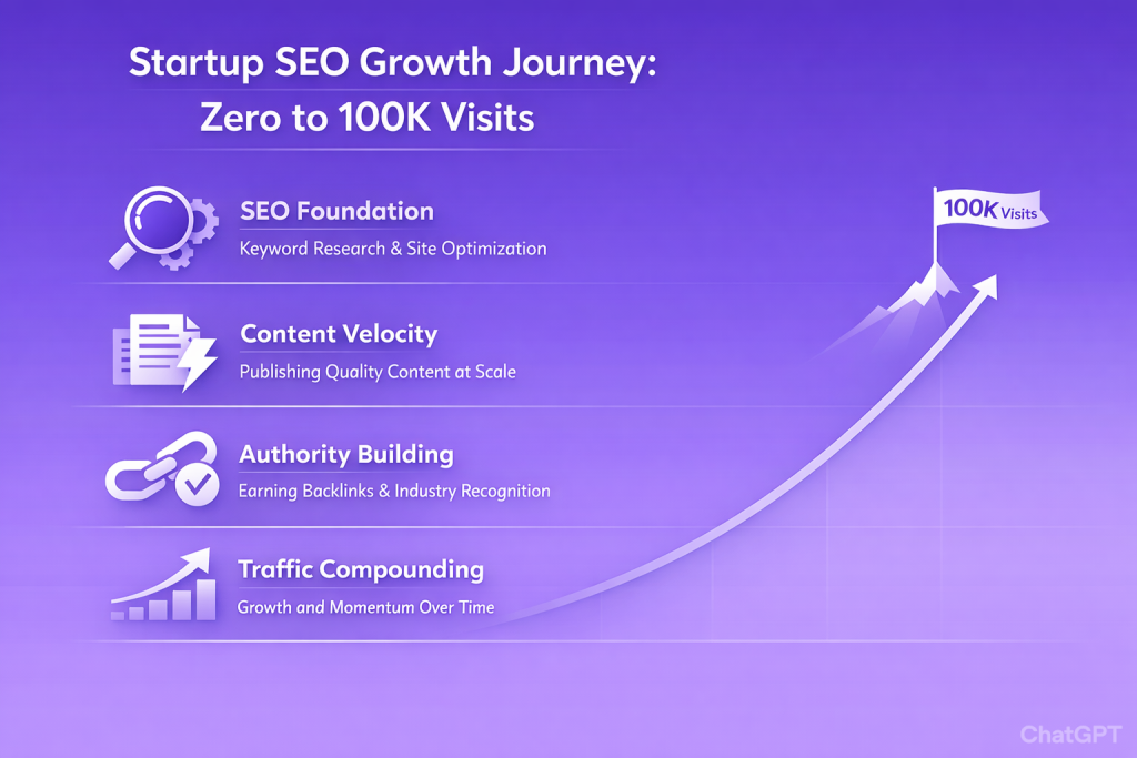 SEO for startups roadmap from zero traffic to 100K visits