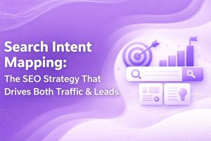 Search Intent Mapping concept showing how user queries align with content types to drive relevant traffic, improve SEO performance, and increase conversions through intent-based keyword strategy.