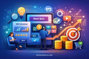 Interactive Content visual showing quizzes, calculators, and tools driving engagement and conversions