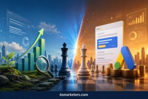SEO vs Google Ads for B2B banner showing organic growth, paid ads, analytics, and digital marketing strategy in 2026
