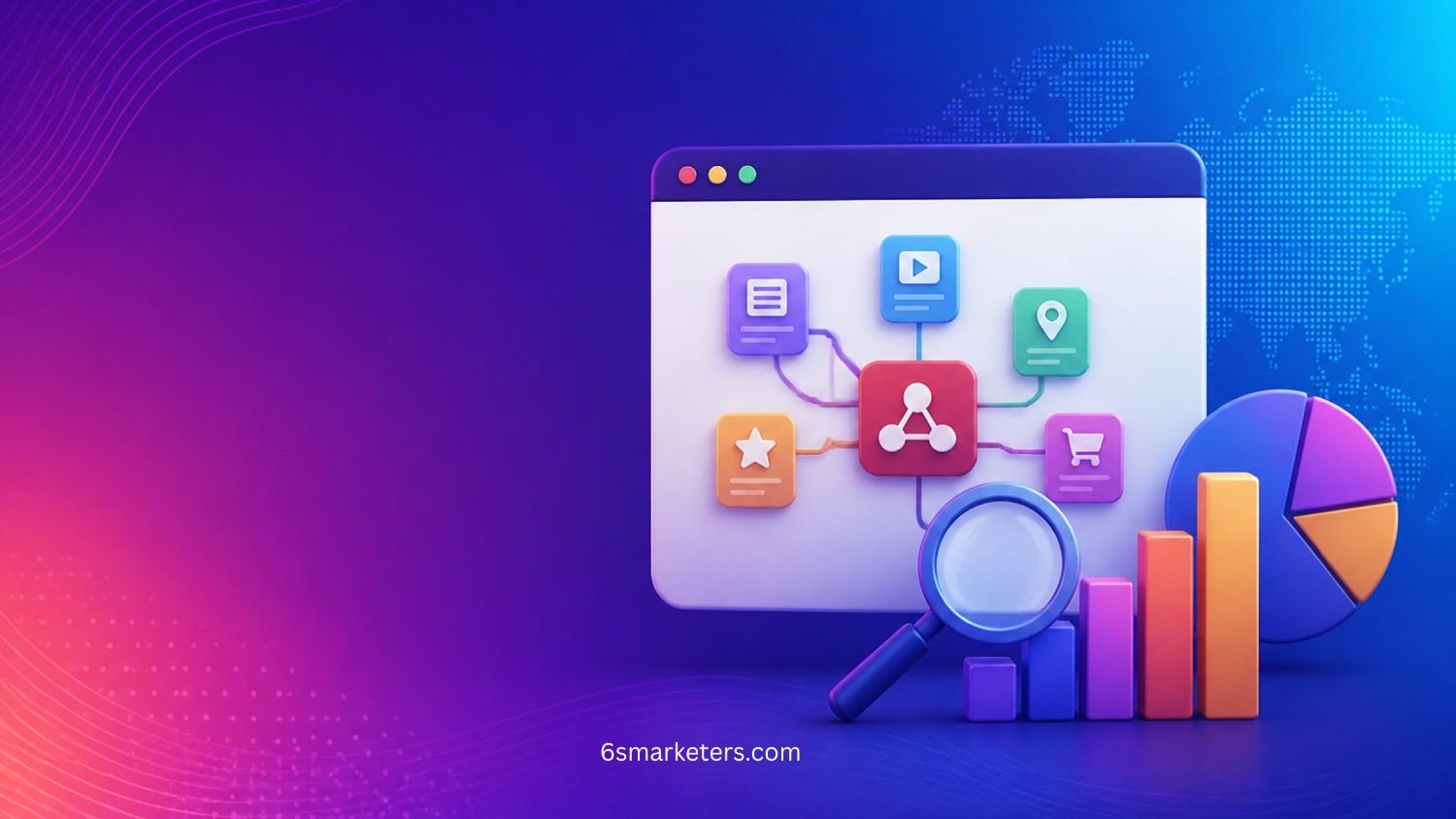 Illustration showing Schema.org usage statistics, adoption trends, structured data types, and growth insights.