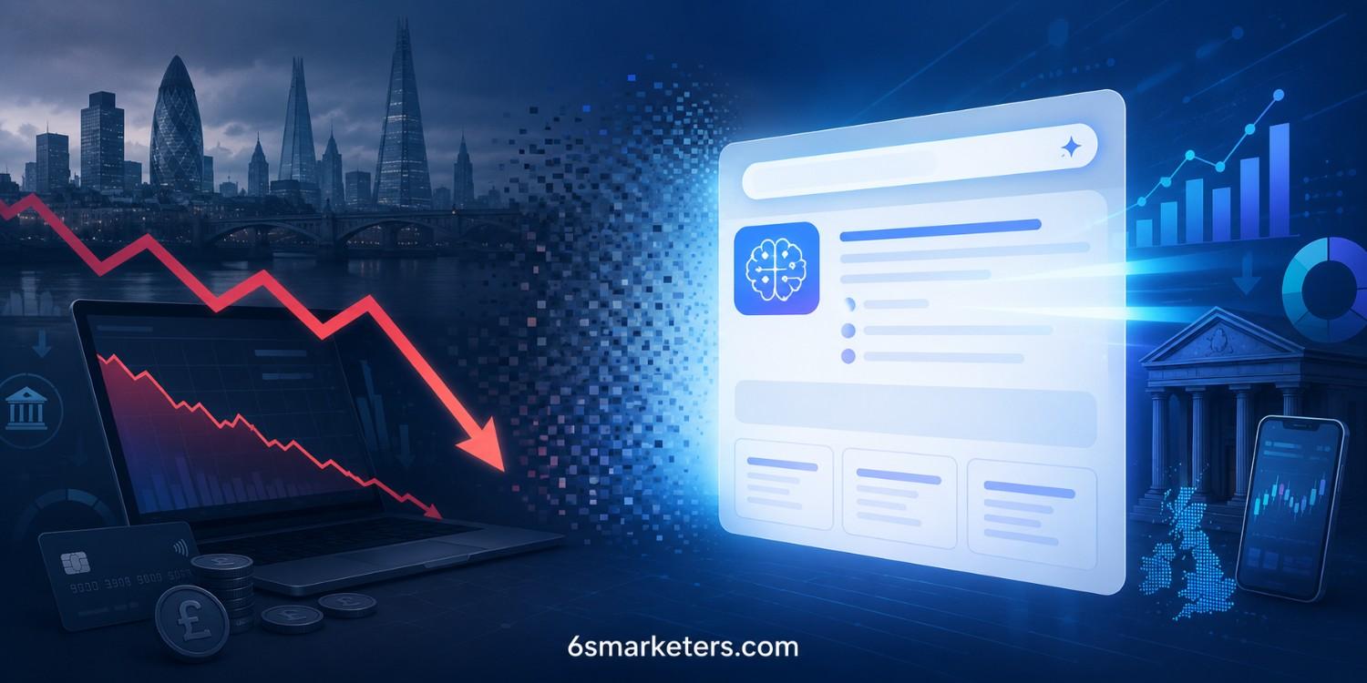 Audit findings showing 40 UK fintech websites losing organic traffic to Google AI Overviews