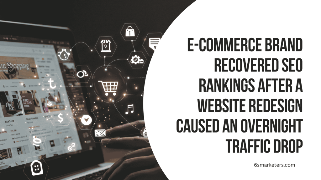 Case study showing how an Australian ecommerce brand recovered SEO rankings after a website redesign caused an overnight traffic drop